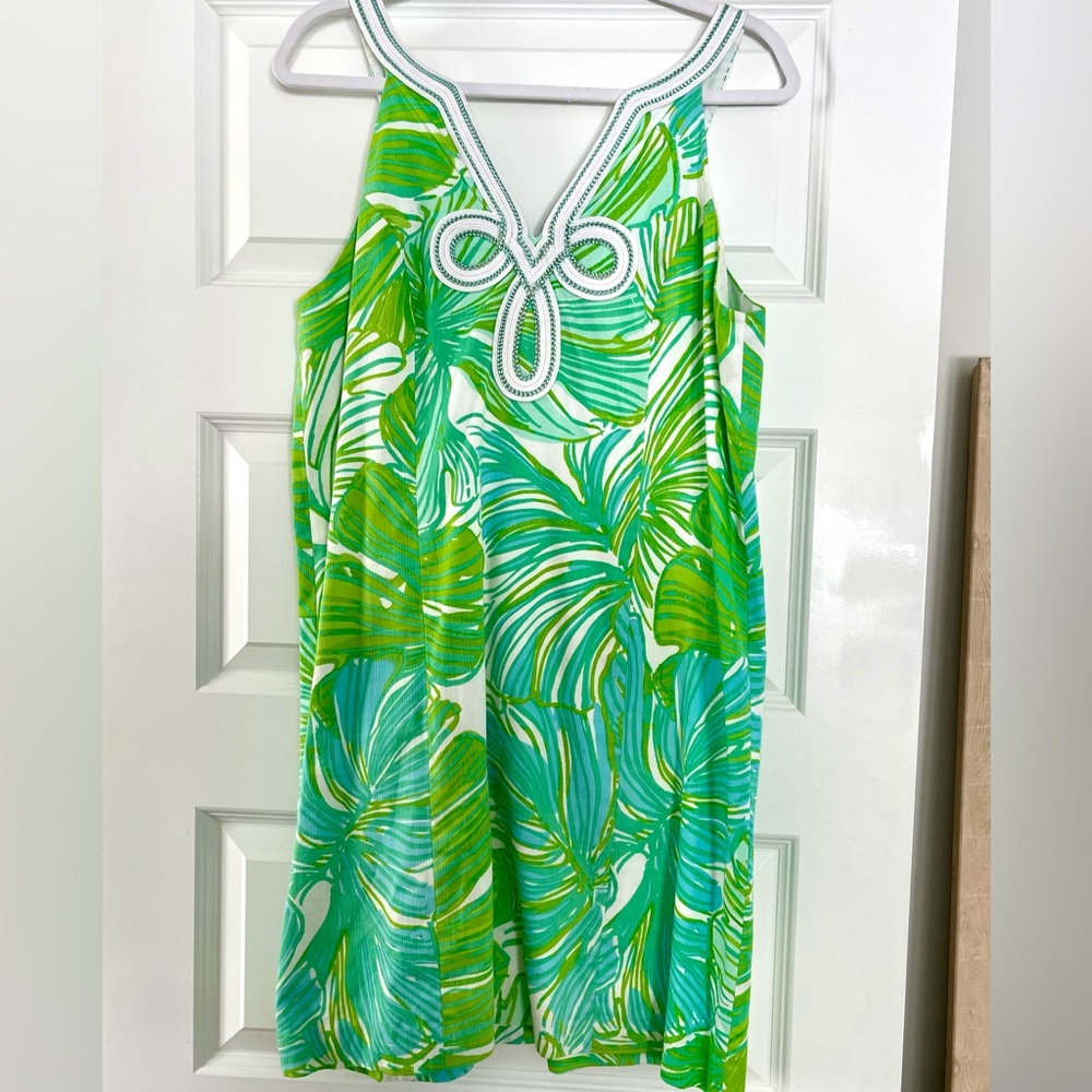 Lilly Pulitzer green and white shift dress, size 14
